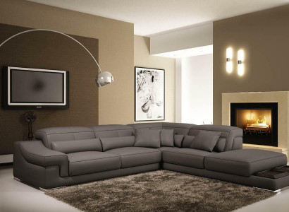 Ecksofa L-Form Design Sofa Ecksofa Couch Leder Polster Textil Sofas