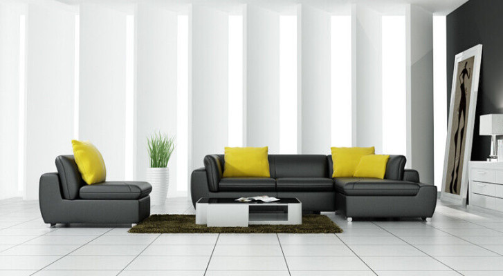 Ledersofa L-Form Couch Wohnlandschaft Ecksofa Garnitur Dekor Design Modern