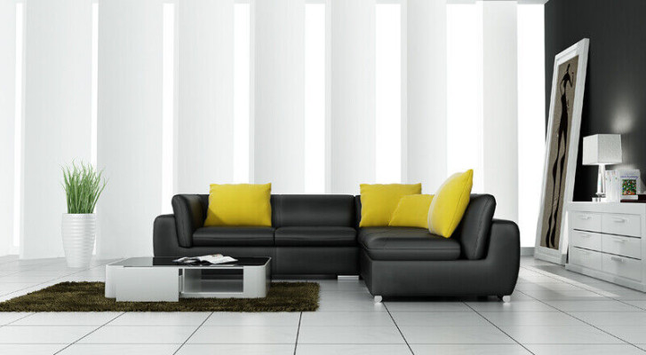 Ledersofa L-Form Couch Wohnlandschaft Ecksofa Garnitur Dekor Design Modern