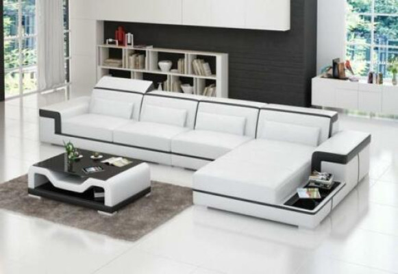 Ecksofa L-Form Ledersofa Couch Ecksofa Eck Polster Sitz Garnitur