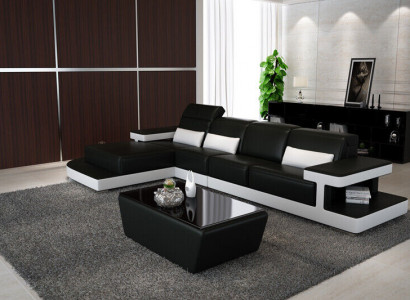 Leder Modern Couch Wohnlandschaft Deko Ledersofa Sofagarnitur Sofa L-Form