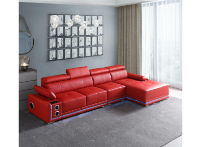 Couch Beleuchtete Leder Ecksofa L Form Sound Led Boxen Modernes