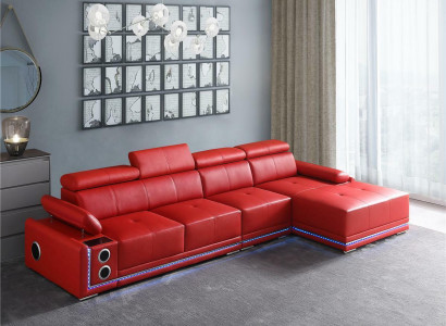 Couch Beleuchtete Leder Ecksofa L Form Sound Led Boxen Modernes