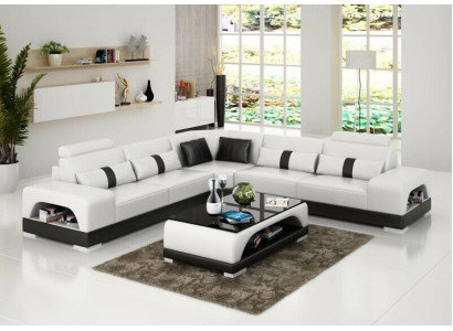 Couch Ecksofa Leder Wohnlandschaft Garnitur Design Deko Modern Sofa L-Form