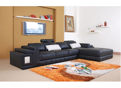Ecksofa Leder Sofa Couch Polster Eck Wohnlandschaft Sitz Garnitur L-Form