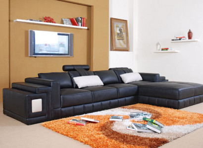 Ecksofa Leder Sofa Couch Polster Eck Wohnlandschaft Sitz Garnitur L-Form