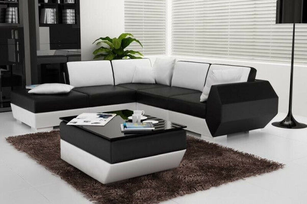 Ecksofa Ledersofa Polster Wohnlandschaft Couch Sofa Eckgarnitur L Form