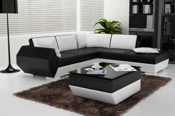 Ecksofa Ledersofa Polster Wohnlandschaft Couch Sofa Eckgarnitur L Form