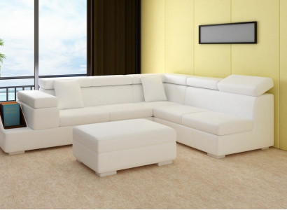 Ecksofa L Form Sofa Couch Polster Sofas Wohnlandschaft Ledersofa Hocker