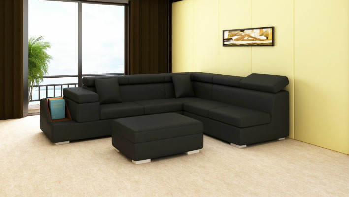 Ecksofa L Form Sofa Couch Polster Sofas Wohnlandschaft Ledersofa Hocker