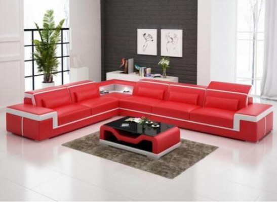 Designer Sofa Couch Ecksofa Leder Textil Garnitur Wohnlandschaft Polster