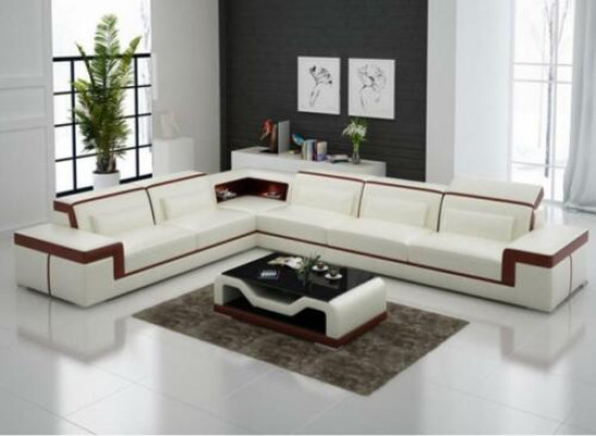 Designer Sofa Couch Ecksofa Leder Textil Garnitur Wohnlandschaft Polster