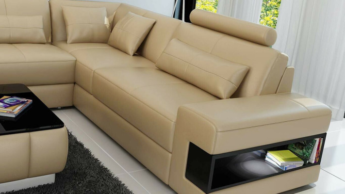 Ecksofa L Form Sofa Couch Polster Ecksofas Wohnlandschaft Ledersofa