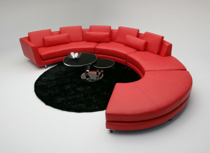 Rote Rund Couch Ecksofa Wohnlandschaft Rundsofa Polster Garnitur Sofas