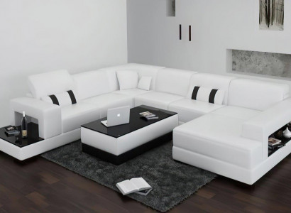 Ecksofa Sofa Couch Polster Deko Wohnlandschaft Leder Eck Sofas Garnitur