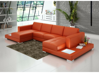 U Form Sofa Couch Polster Garnitur Wohnlandschaft Design Ecksofa Leder