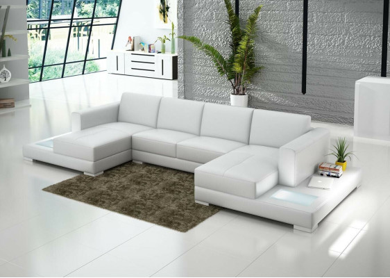 U Form Sofa Couch Polster Garnitur Wohnlandschaft Design Ecksofa Leder