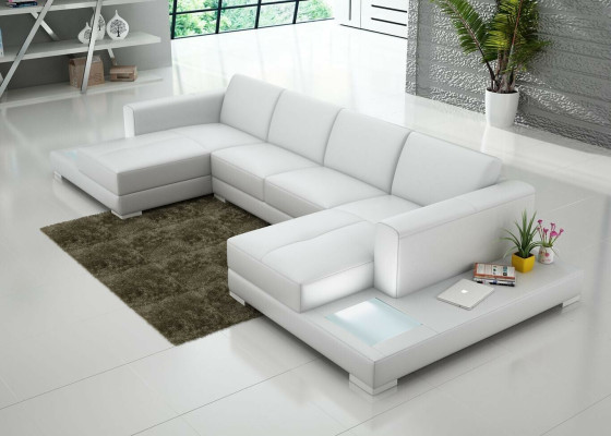 U Form Sofa Couch Polster Garnitur Wohnlandschaft Design Ecksofa Leder