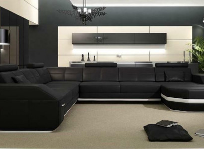 Ecksofa Ledersofa Big xxl U Form Wohnlandschaft Sofa Couch Deko Garnitur