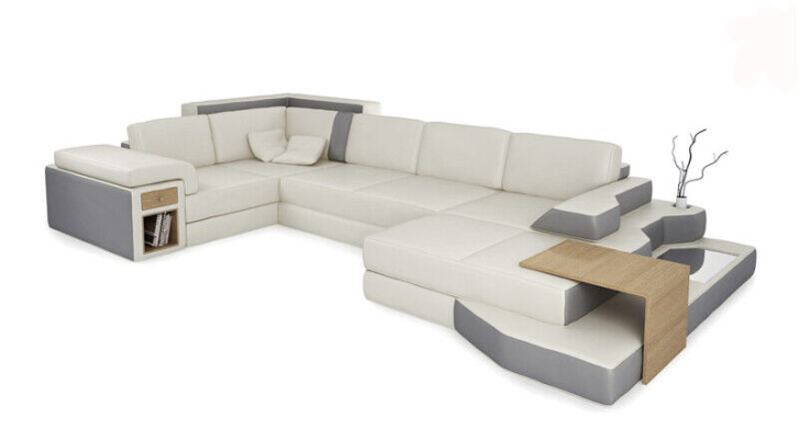 Design Sofa U Form Leder Wohnlandschaft Couch Polster Sitz Ecksofa