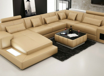 Ecksofa Ledersofa Polster Wohnlandschaft Couch Sofa Eckgarnitur U Form