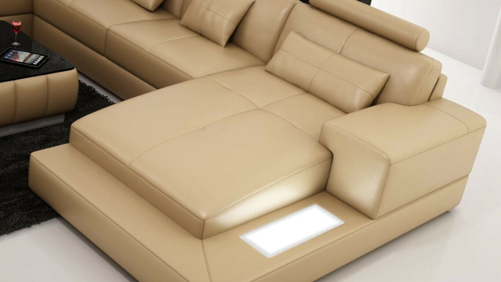 Ecksofa Ledersofa Polster Wohnlandschaft Couch Sofa Eckgarnitur U Form