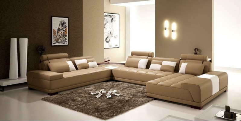 Ecksofa Ledersofa Polster Wohnlandschaft Couch Sofa Eckgarnitur UForm