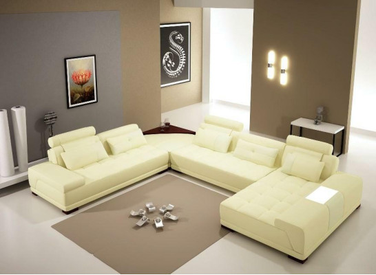 Ecksofa Ledersofa Polster Wohnlandschaft Couch Sofa Eckgarnitur UForm