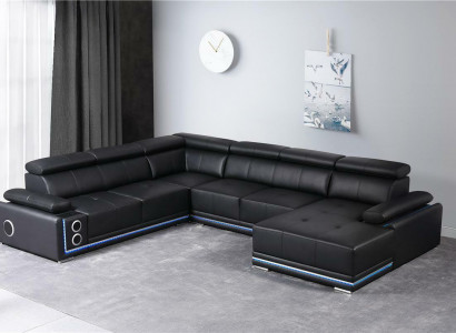 Moderne Ecksofa Wohnlandschaft Couch Eckgarnitur Led Linie Beleuchtet