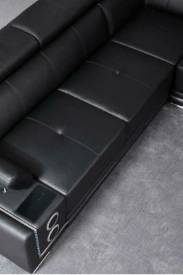 Moderne Ecksofa Wohnlandschaft Couch Eckgarnitur Led Linie Beleuchtet