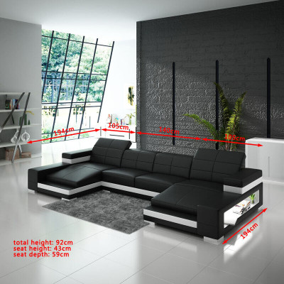 Ecksofa Sofa Wohnlandschaft U Form Polster Couch Ledersofa Orange