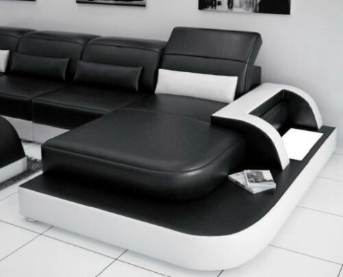 Ledersofa + Couchtisch Couch Wohnlandschaft Ecksofa Eck Garnitur Neu