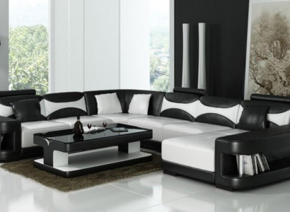 xxl big Wohnlandschaft U Form Ecksofa Sofa Couch Polster Garnitur Leder