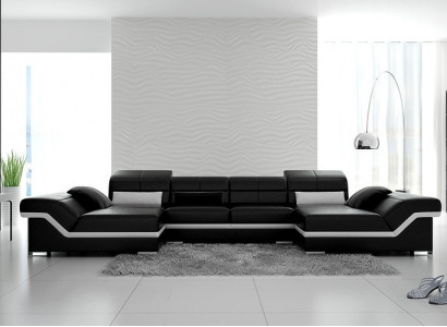 Ecksofa Sofa Couch Polster Wohnlandschaft Leder Ecke Garnitur U Form