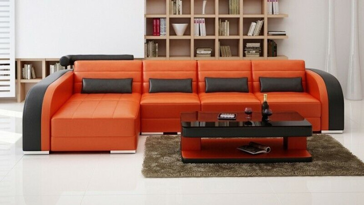 Moderne Sofa Eckgarnitur L Form Polster Sitz Ecke Couch + Sessel Sofas