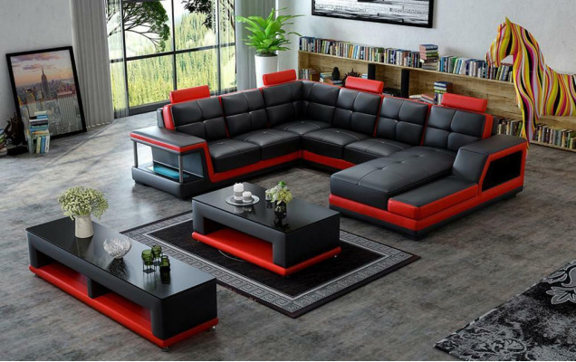 Ecksofa U Form Polster Ecksofa Wohnlandschaft Ledersofa Moderne Neu