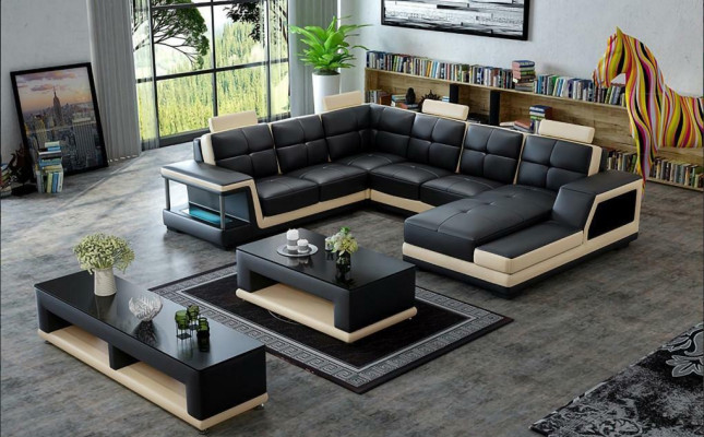 Ecksofa U Form Polster Ecksofa Wohnlandschaft Ledersofa Moderne Neu