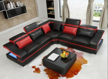 Ecksofa LForm Couchtisch Ecke Leder Garnitur Tisch Wohnlandschaft 2tlg