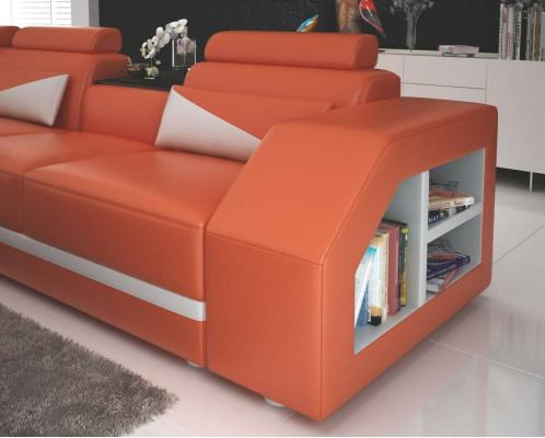 Ledersofa Wohnlandschaft Ecksofa L-Form mit Sessel Set Garnitur Modern