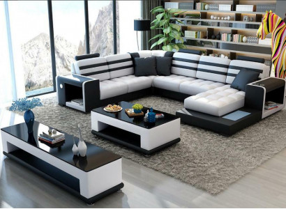 Wohnlandschaft Ecksofa U-Form Sofa Couch Design Couch Textil Modern Polster Neu