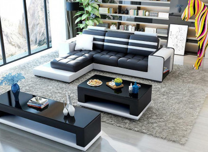 Ecksofa Polster L Form Couchtisch Sideboard Ledersofa Wohnlandschaft Neu