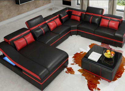 Set Luxury Modern Ecksofa U-Form Designer und Couchtisch Wohnzimmer