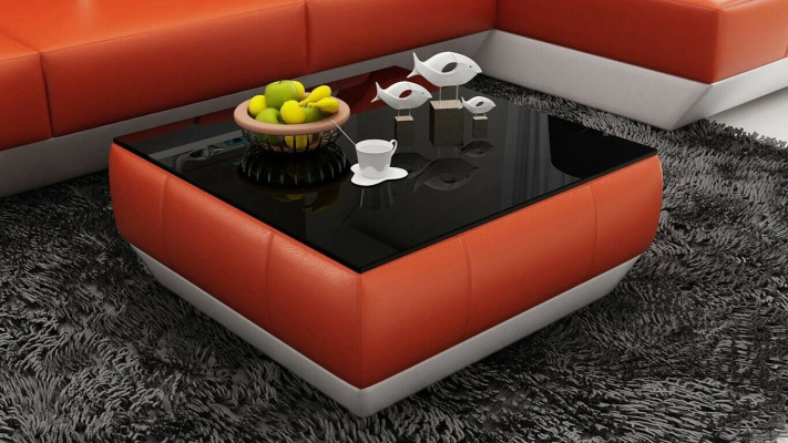 Moderne Sofa Eckgarnitur L Form Polster Sitz Ecke Couch + Hocker