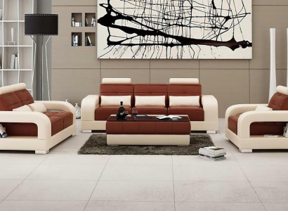 Moderne Ledersofa Couch Sofagarnitur 3+2+1 Garnituren Design Sofa xlmoebel