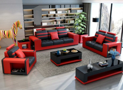 Luxus Sofagarnitur 3+2+1 Sitzer Wohnlandschaft Sofa Couch Polster Garnitur Sofas Leder