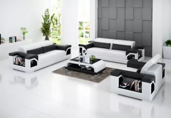 Couch Sofagarnitur 321 Sitzer Couchtisch Ledersofa Modernes Sofa Wohnlandschaft