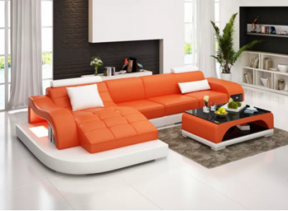 Ecksofa Wohnlandschaft Ledersofa Designer Sofa Sofa Couch Polster Ecksofa Orange