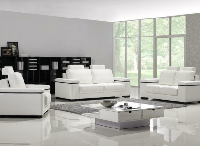 Sofagarnitur 3+2+1 Sitzer Set Design Sofas Polster Leder Relax Couchen