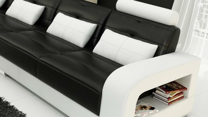 Ecksofa Sofa Couch Ledersofa Sitz Eck Garnitur Polster Wohnlandschaft