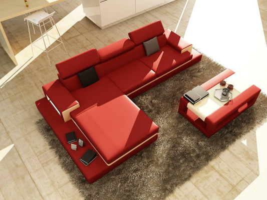 Sofas Ecksofa Ledersofa Polster Wohnlandschaft Couch Sofa Eckgarnitur